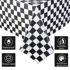 Tallew checkered flag tablecloth detail adds authentic track vibes for photos