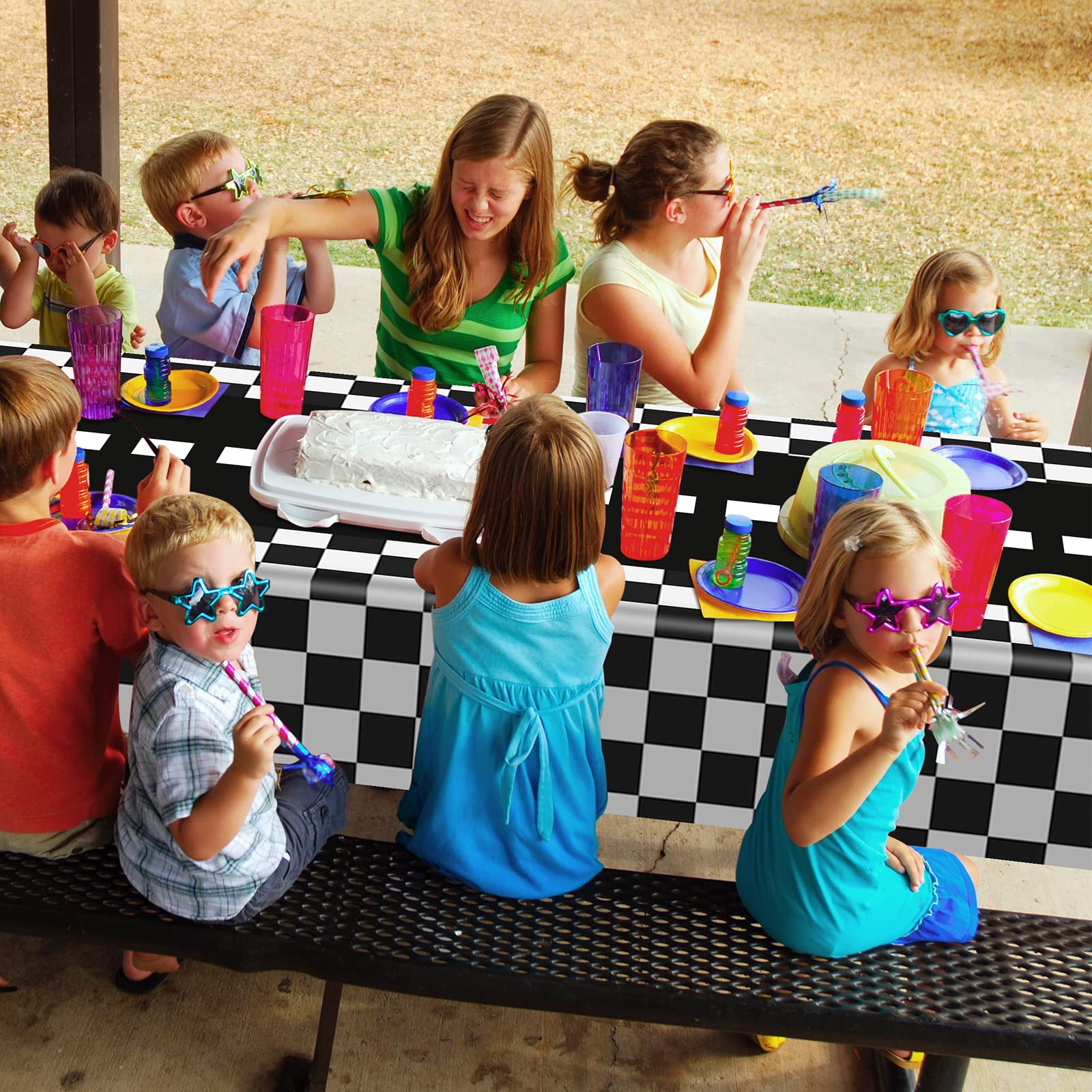 Tallew photo backdrop checkered tablecloth helps create memorable party portraits