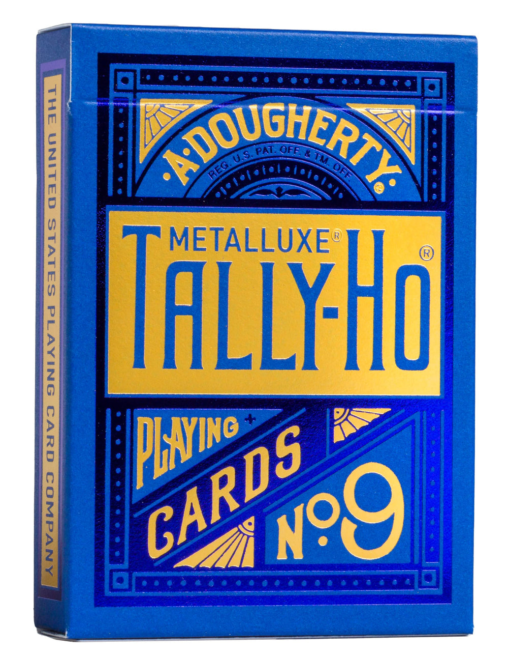 Tally-Ho MetalLuxe blue tuck case foil showcases dazzling shine for collectors.