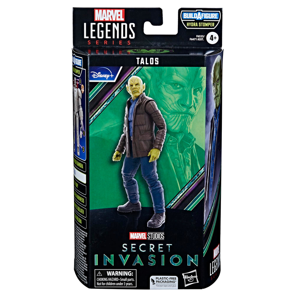 Marvel Legends Talos with detailed Skrull deco enhances shelf presence
