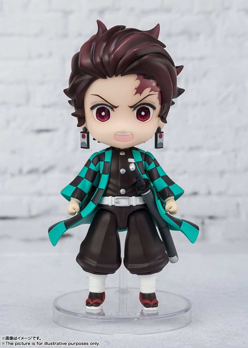 Tamashii Nations Demon Slayer Tanjiro Water Breathing mini-figure with optional arms for customizable display.