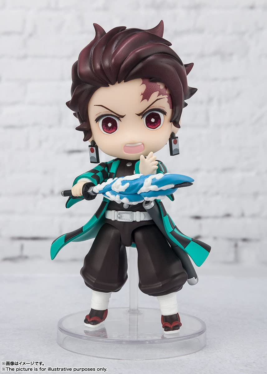 Tamashii Nations Demon Slayer Tanjiro Water Breathing mini-figure side view for dynamic posing possibilities.