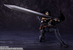 Tamashii Nations Guts cape attachment for dramatic silhouette.