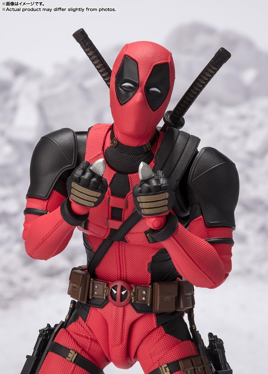 TAMASHII NATIONS Deadpool eye parts enable expressive facial posing.