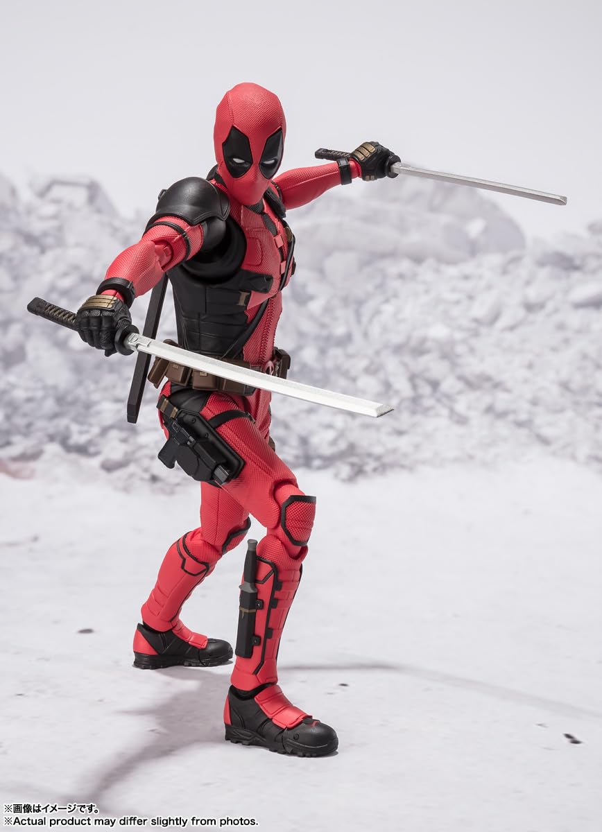 TAMASHII NATIONS Deadpool with guns and holsters for dramatic display.