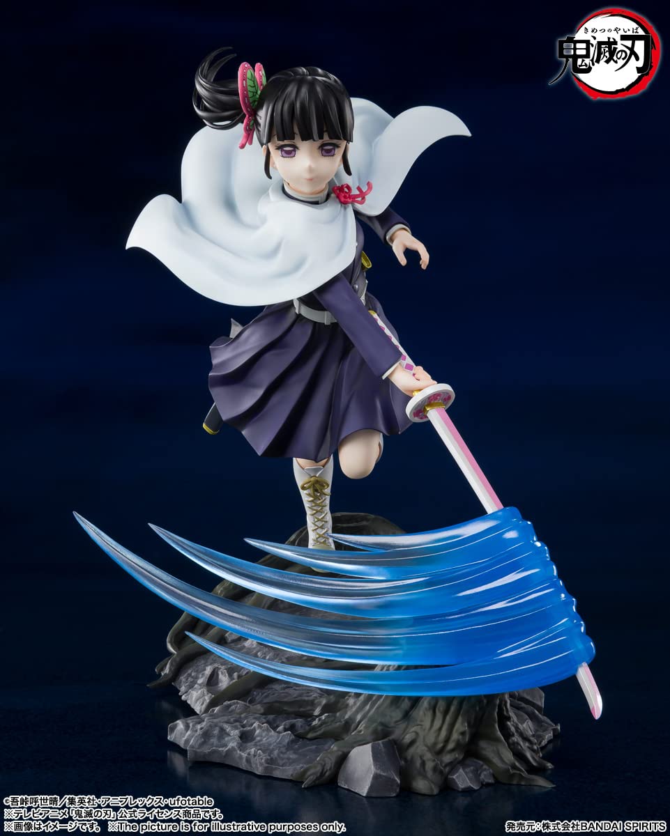 Kanao Tsuyuri figure with effects highlights dynamic action on shelf