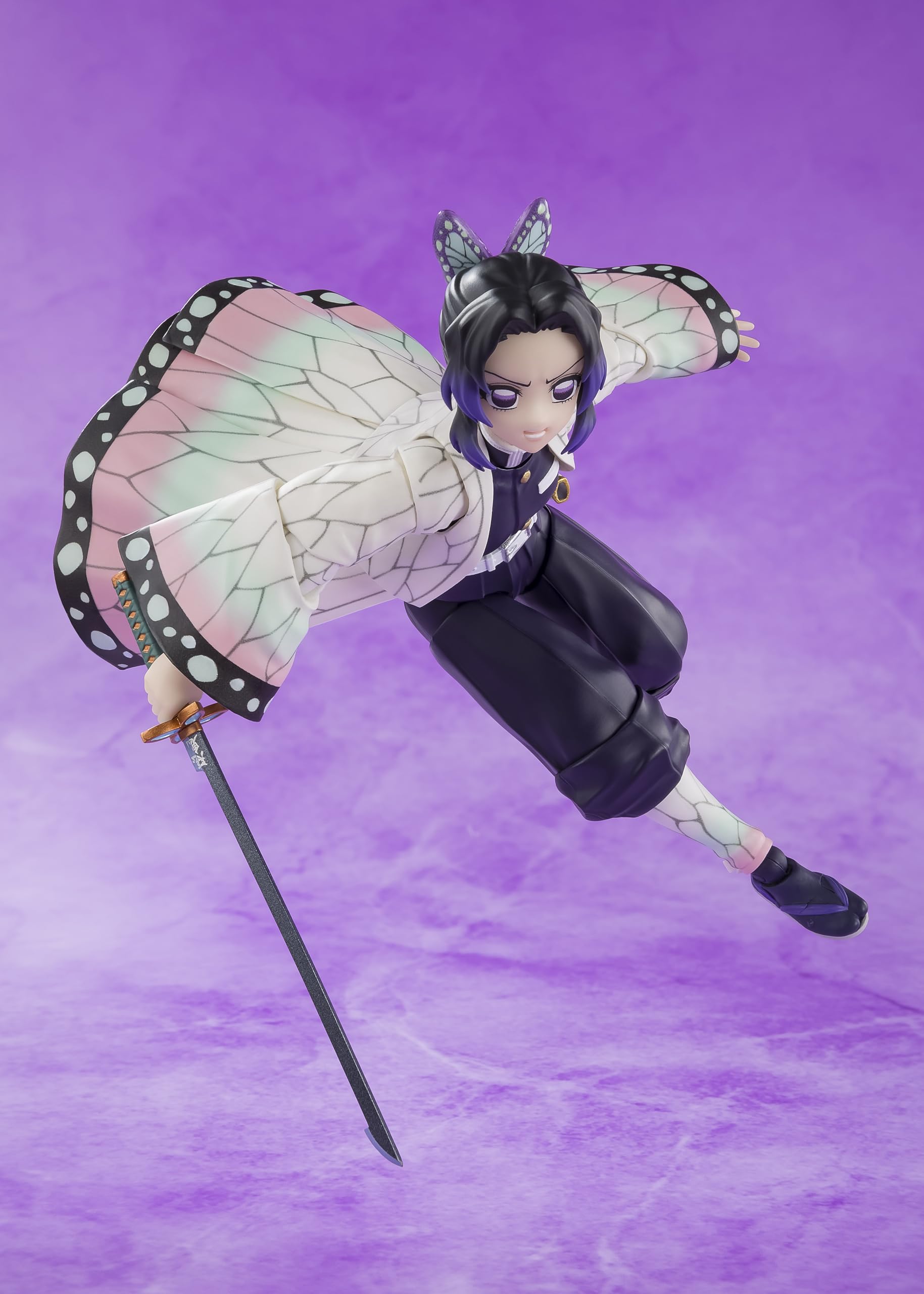 Shinobu Kocho S.H.Figuarts interchangeable expression parts for mood variations.