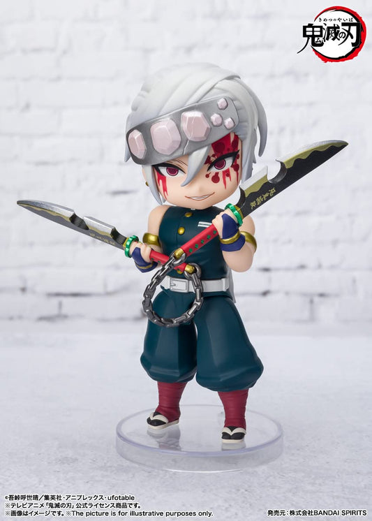 Tamashii Nations Tengen Uzui mini figure posed with stand for dynamic display