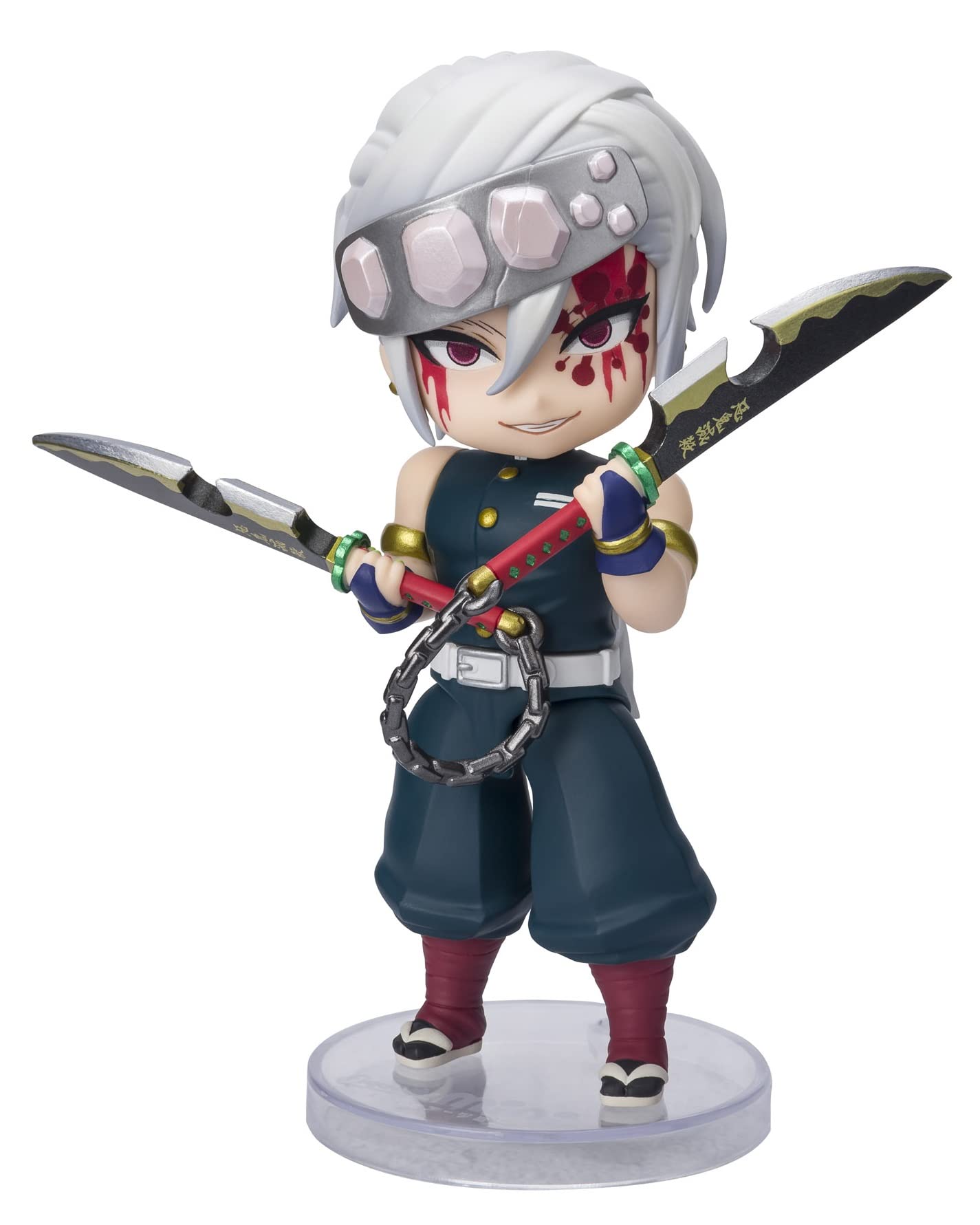 Tamashii Nations Demon Slayer Tengen Uzui mini figure front view with lifelike eyes for display