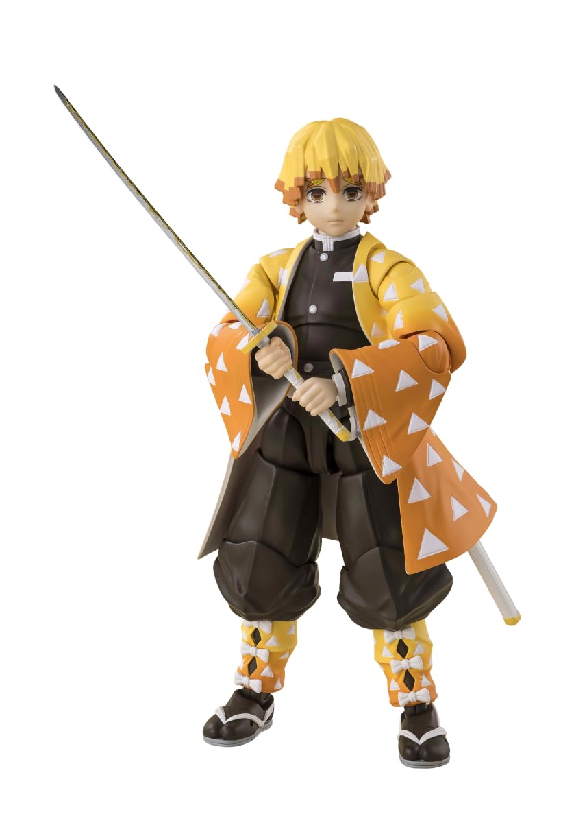 Tamashii Nations Zenitsu Agatsuma S.H.Figuarts bolt flash pose for dynamic display.