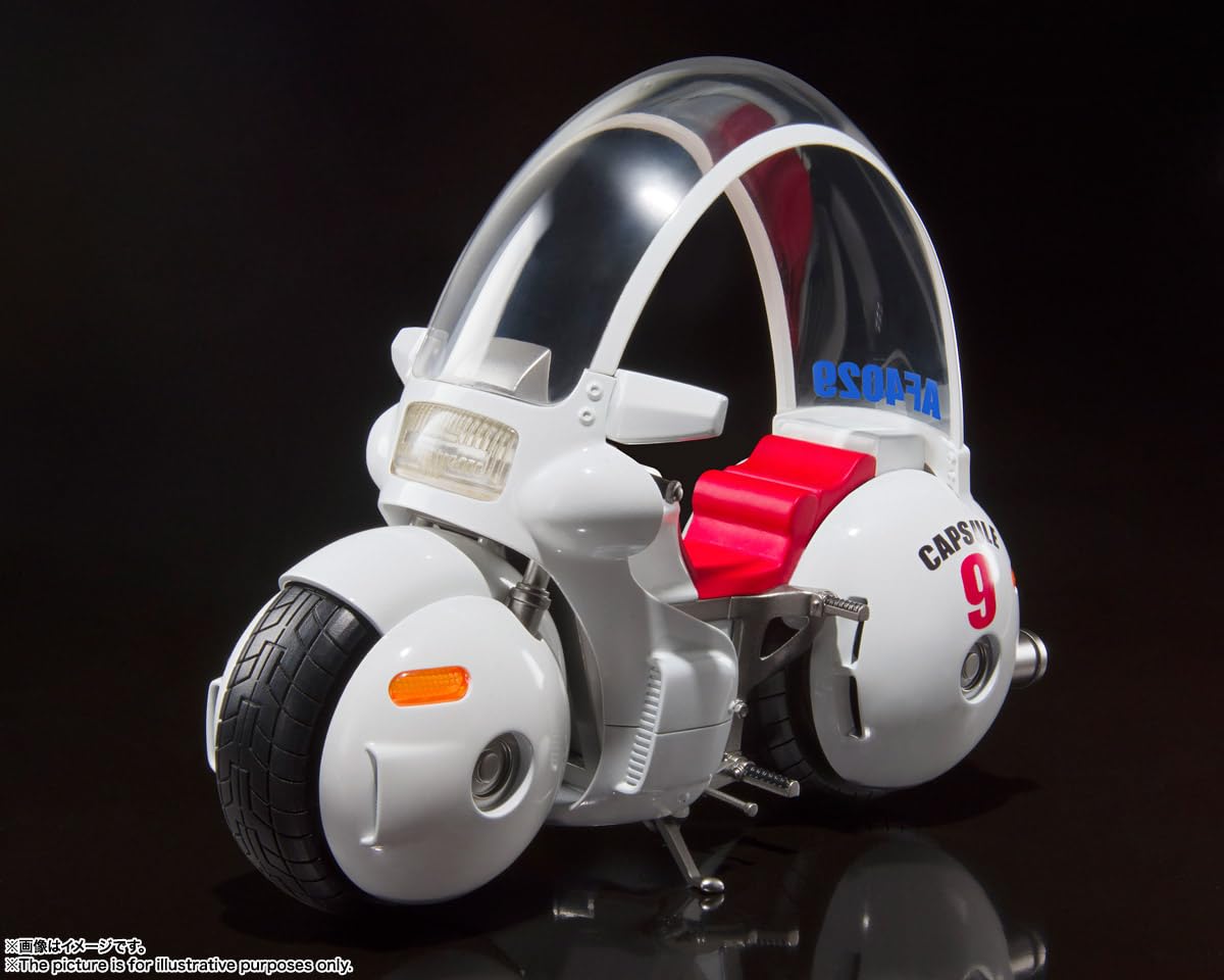 Tamashii Nations Bulma bike side view showing diecast frame and detailed decals