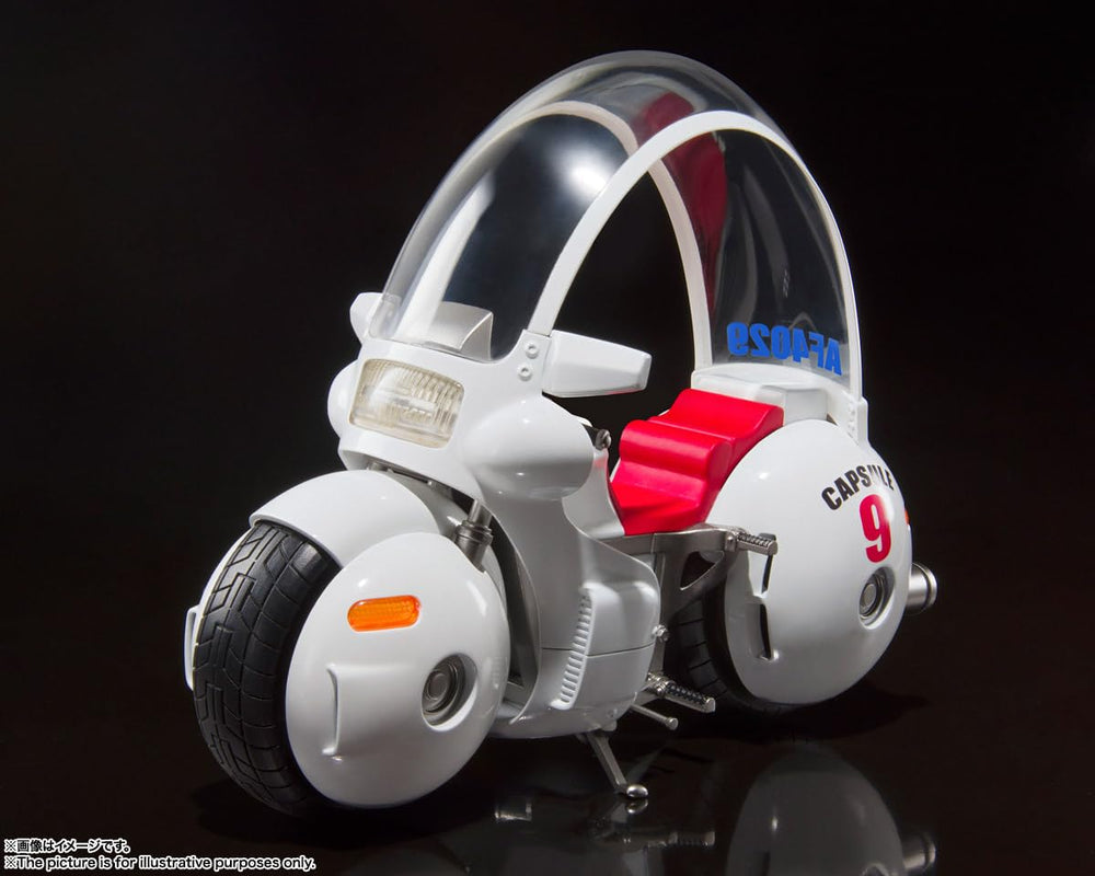 Tamashii Nations Bulma bike side view showing diecast frame and detailed decals