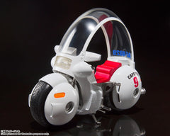 Tamashii Nations Bulma bike side view showing diecast frame and detailed decals
