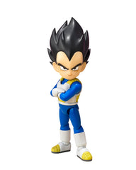 TAMASHII NATIONS Dragon Ball DAIMA Vegeta Mini S.H.Figuarts figure for compact display and collector shelf.