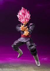 Tamashii Nations Goku Black Rose ki pink color evokes energetic aura for photos.