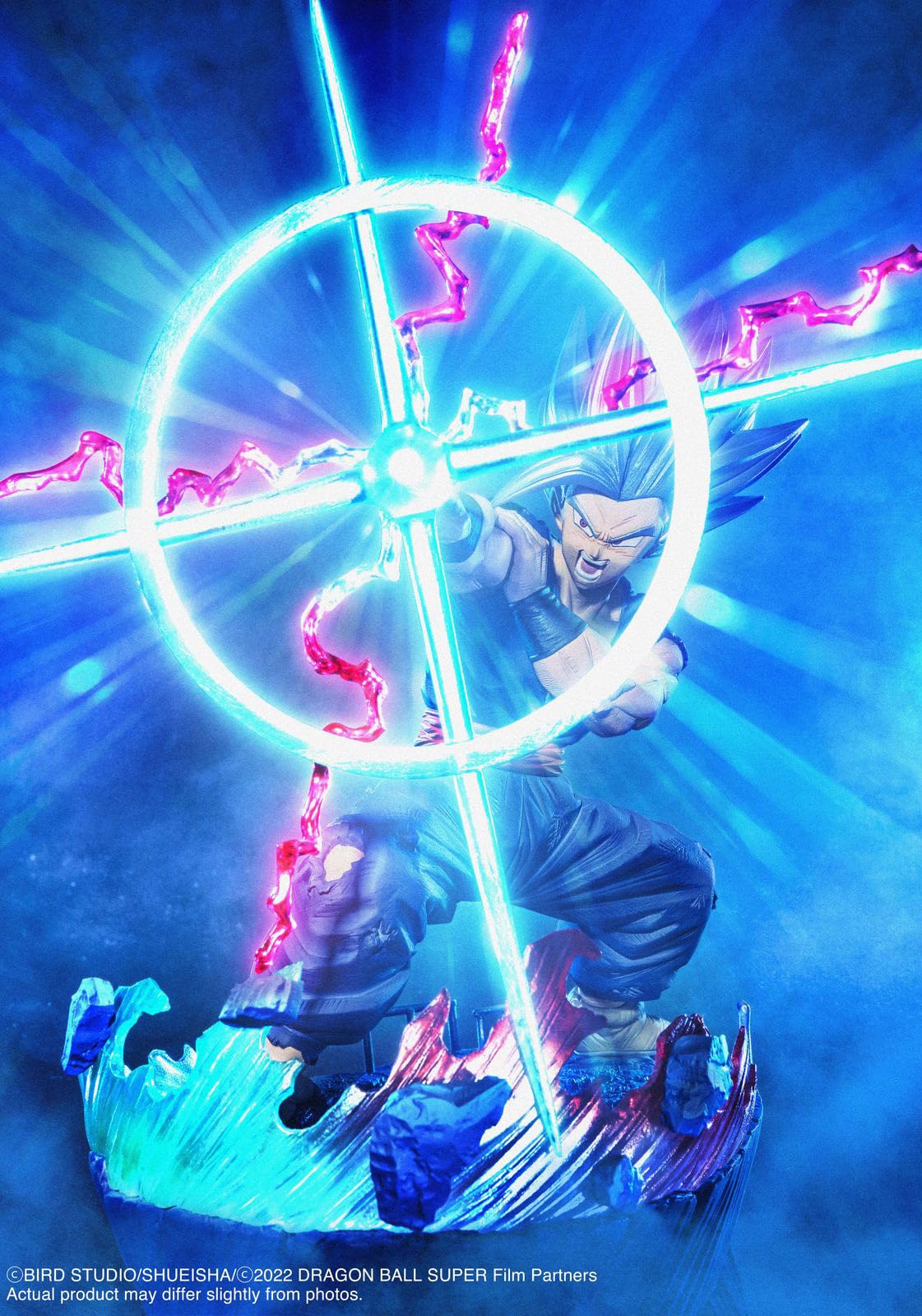 Display-ready pose opportunities for Son Gohan Beast on a shelf with stand.
