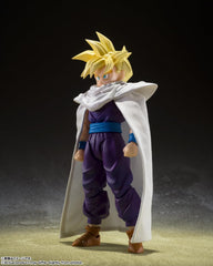 Tamashii Nations Dragon Ball Z Gohan figure back view highlights cape attachment and details