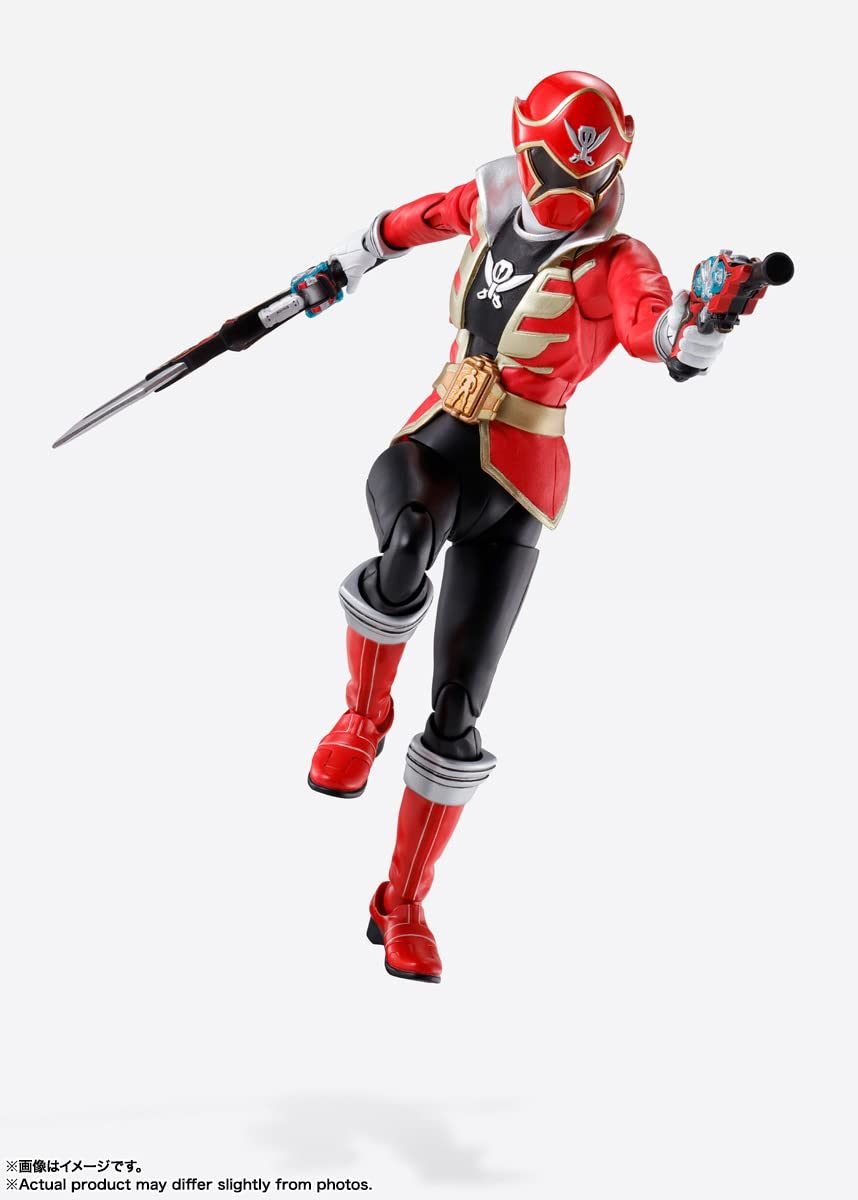 Tamashii Nations Gokai Red replacement right wrists for dynamic poses.