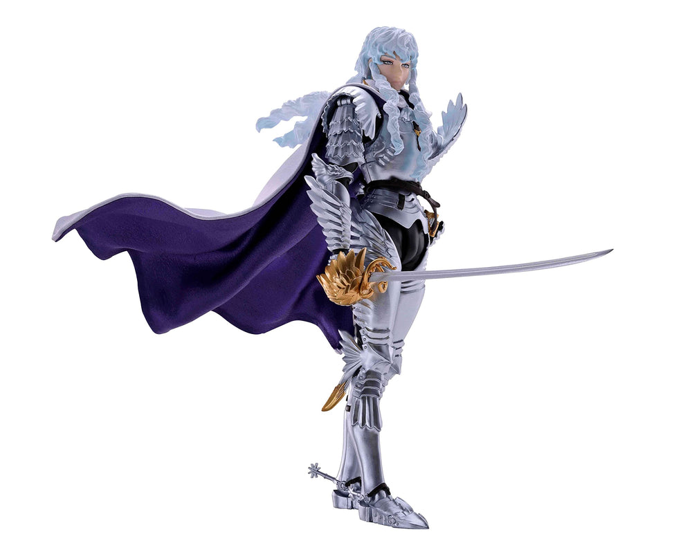 Tamashii Nations Griffith figure front view highlights faithful Berserk detailing for display