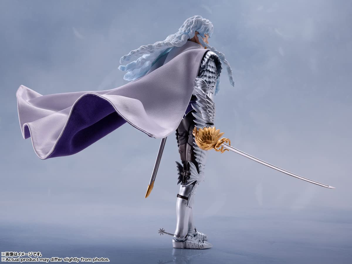 Tamashii Nations Griffith helmet removable demonstrates pose versatility for dynamic setups