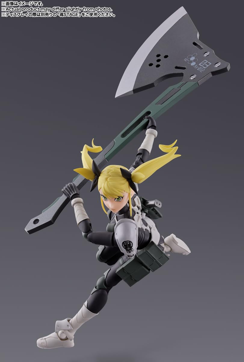 Tamashii Nations Kaiju No. 8 Kikoru Shinomiya S.H.Figuarts gun and weapon for action poses.
