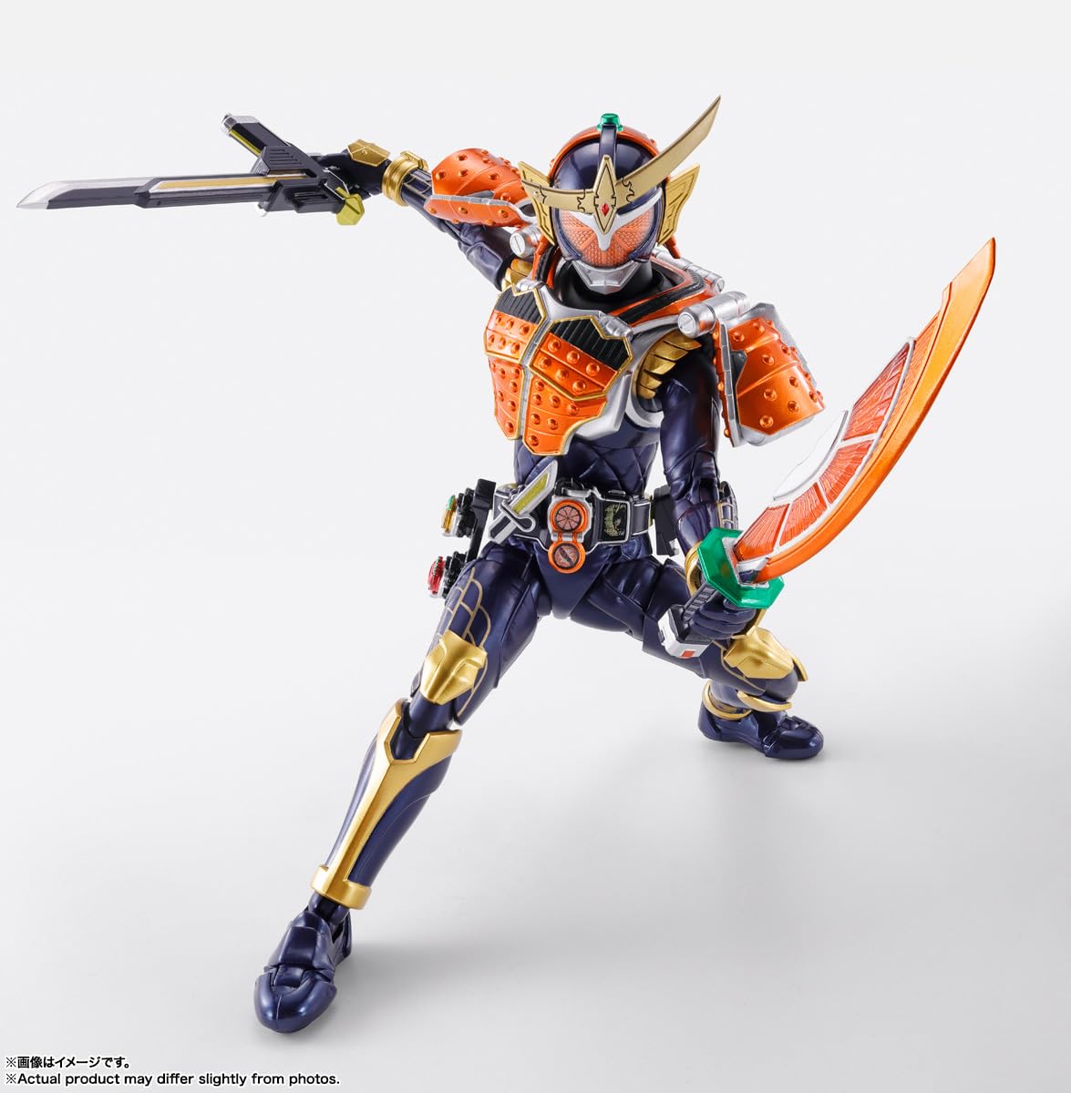 Muso Saber accessory ready for action with TAMASHII NATIONS Kamen Rider Gaim Orange Arms