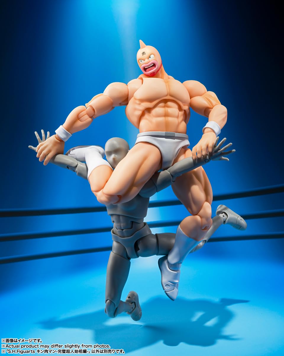 Official licensing and packaging cues confirm Bandai Spirits authenticity for TAMASHII NATIONS Kinnikuman.
