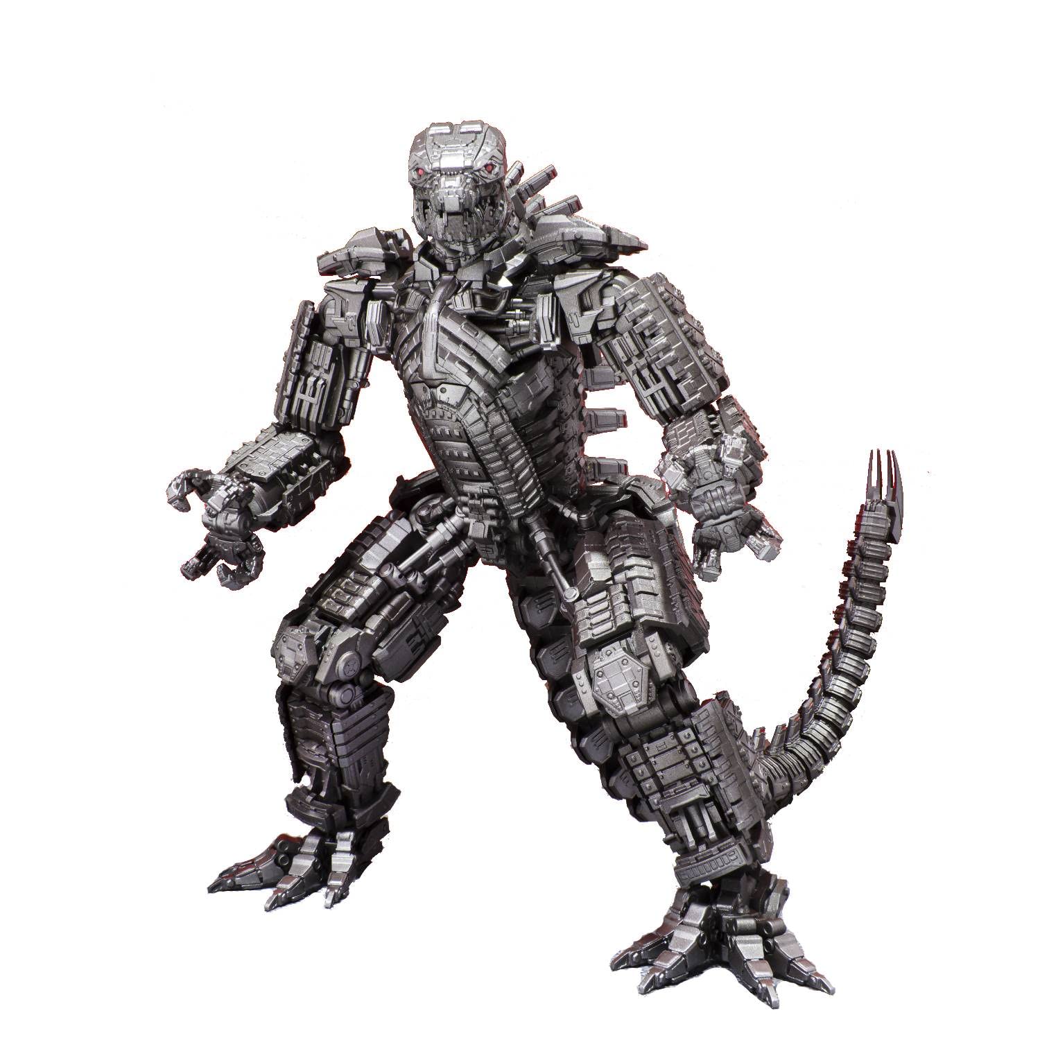 TAMASHII NATIONS Mechagodzilla figure with shoulder cannons for dynamic display.