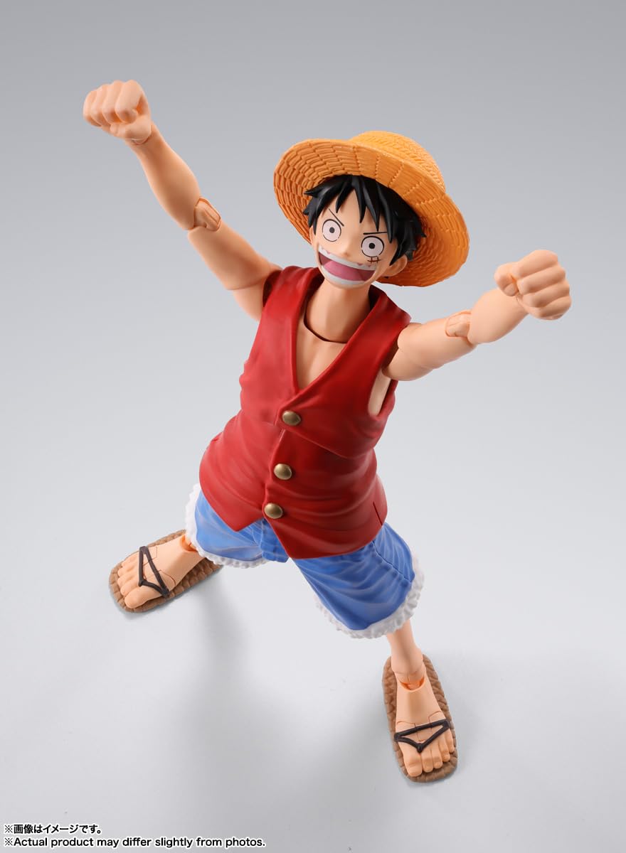 Tamashii Nations Luffy optional hair piece enables alternate silhouettes.
