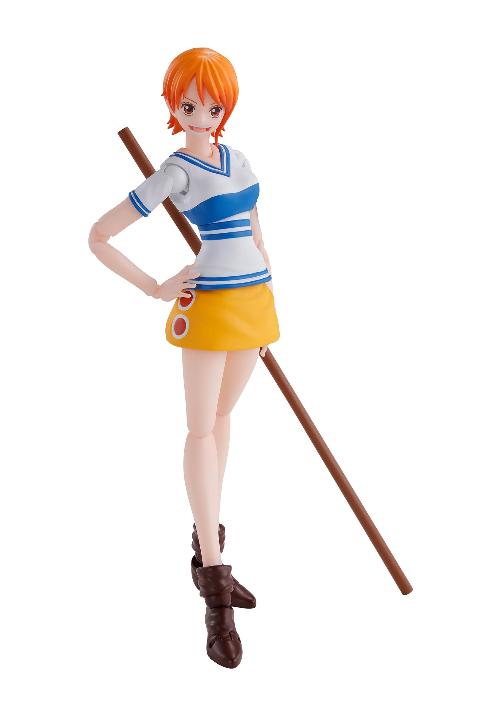 Tamashii Nations Nami Romance Dawn figure front view with dynamic poseability.