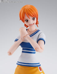 Tamashii Nations Nami Romance Dawn figure with adjustable hands ready for poses.