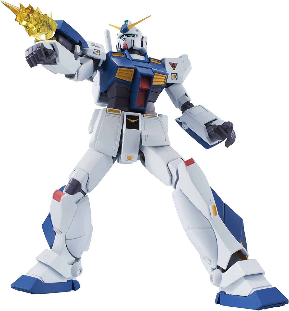 Tamashii Nations Gundam NT-1 Alex Ver. A.N.I.M.E. beam rifle ready for dynamic display.