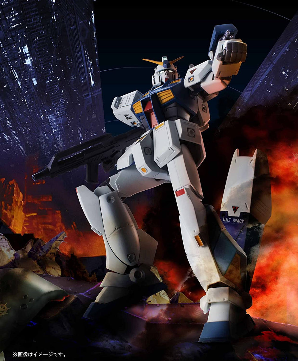 Tamashii Nations Gundam NT-1 Alex Ver. A.N.I.M.E. hands rack for pose versatility.