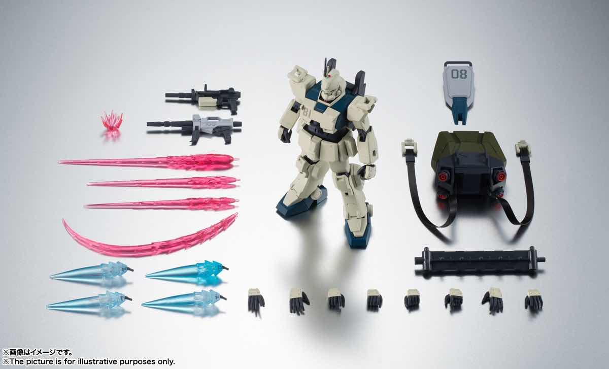 Tamashii Nations RX-79G EZ-8 Gundam EZ-8 beam rifle and 3.93-inch machine gun provide faithful armament