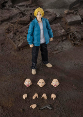 Tamashii Nations Sakamoto Days Asakura Shin interchangeable facial parts for varied expressions.