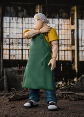 TAMASHII NATIONS Sakamoto Taro on display stand for stable posing.
