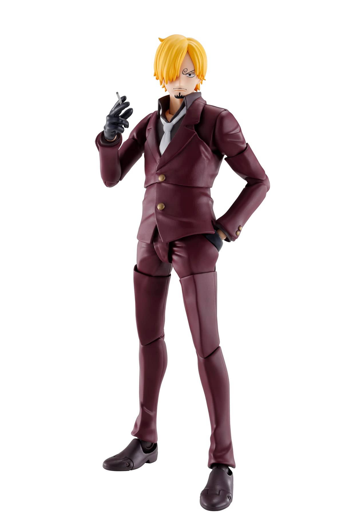 TAMASHII NATIONS Sanji figure front view for dynamic display and accurate detailing.