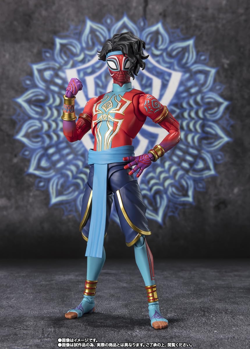 Tamashii Nations Spider-Man India S.H.Figuarts interchangeable hands for expressive gestures.
