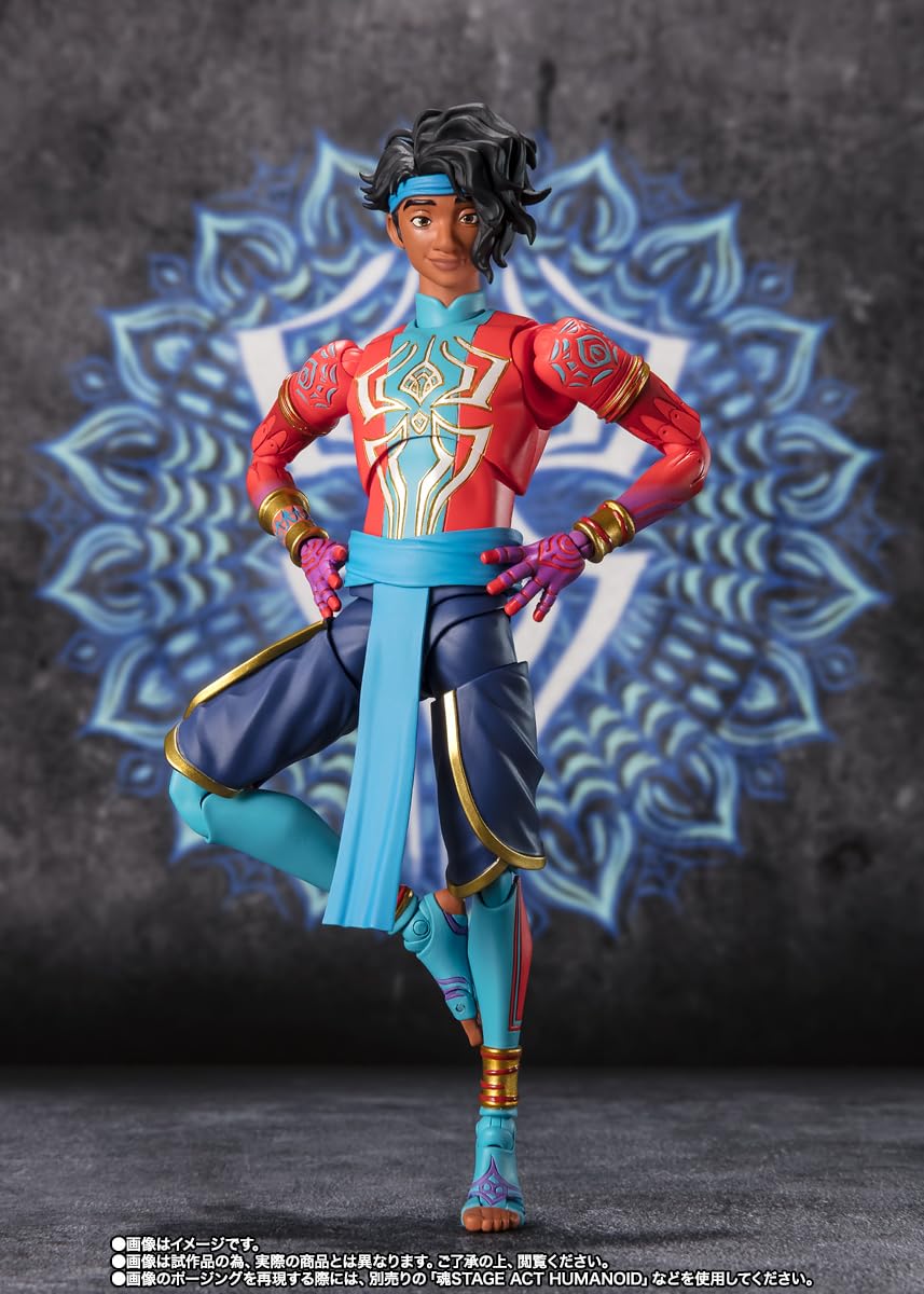 Tamashii Nations Spider-Man India S.H.Figuarts unmasked head for character detail.