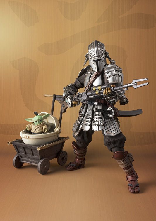 Tamashii Nations Grogu in pram for collectible shelf display