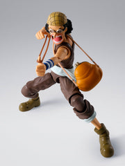 TAMASHII NATIONS Usopp interchangeable facial parts capture lively expressions for storytelling display.