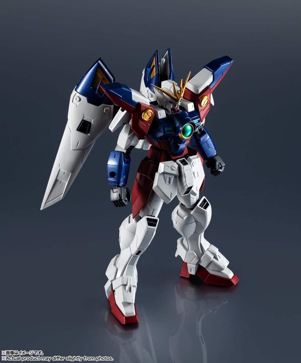 Tamashii Nations Wing Zero Gundam Universe wing shield in action-ready stance.