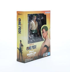 Tamashii Nations Zoro S.H.Figuarts close-up highlighting digital coloring and detailing.