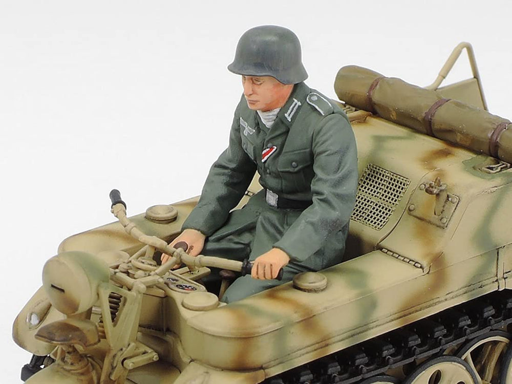 TAMIYA 35377-000 Kettenkrad wheel-suspension showcases mobility features for authentic poses