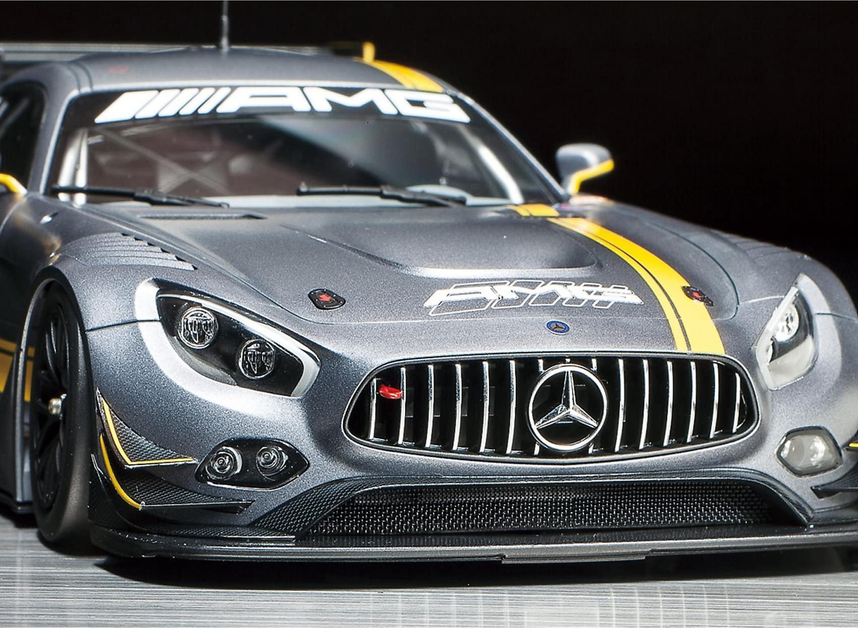 Tamiya Mercedes-AMG GT3 1/24 interior cockpit with detailed seating and controls.