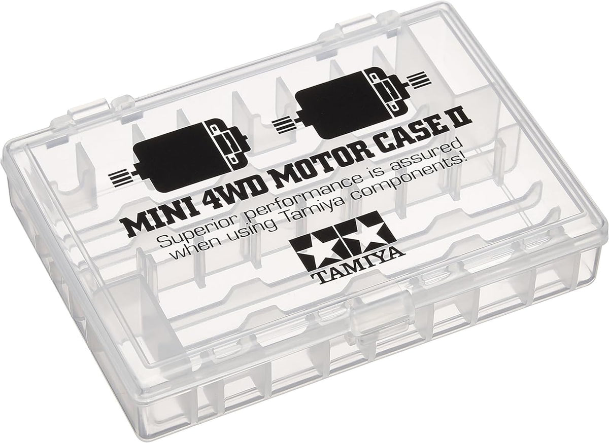 Tamiya Mini 4WD Motor Case 2 front view organizes shafts and parts for quick builds