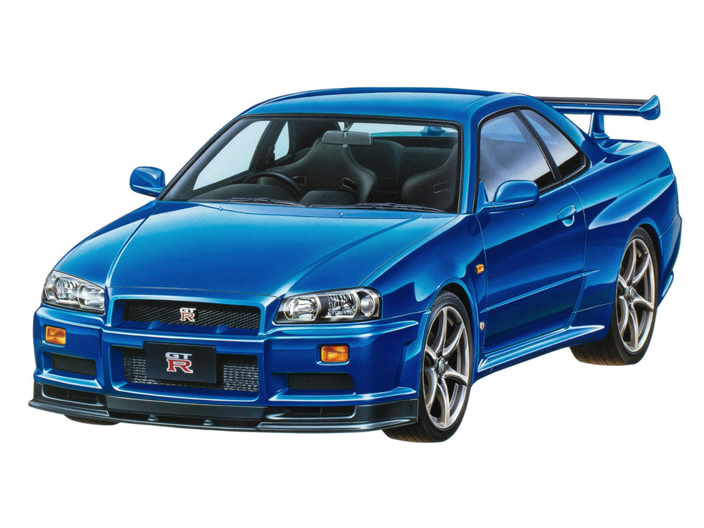 GT-R R34 V-Spec body shell ready for painting and finishing.