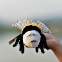 TammyFlyFly bee plush in-hand size suitable for little hands and travel.
