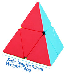 TANCH QIYI Pyramid Speed Cube in-hand, ideal for portable play on the go.