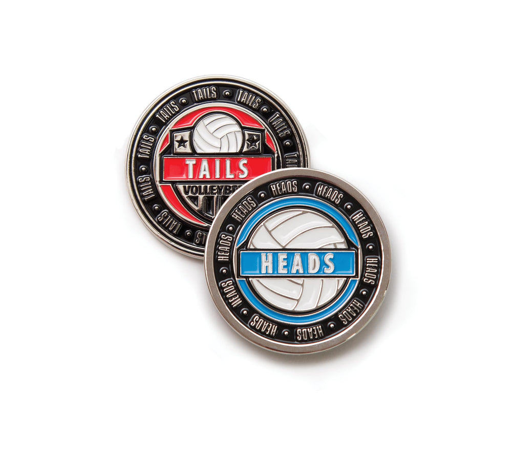 Tandem Sport volleyball flip coin heads side for quick call decisions on court.